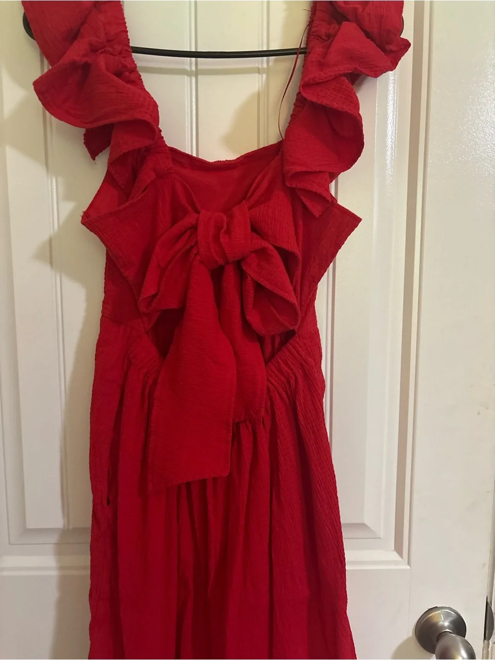 miami Red Ruffle-Strap Backless Dress - Picture 3 of 4